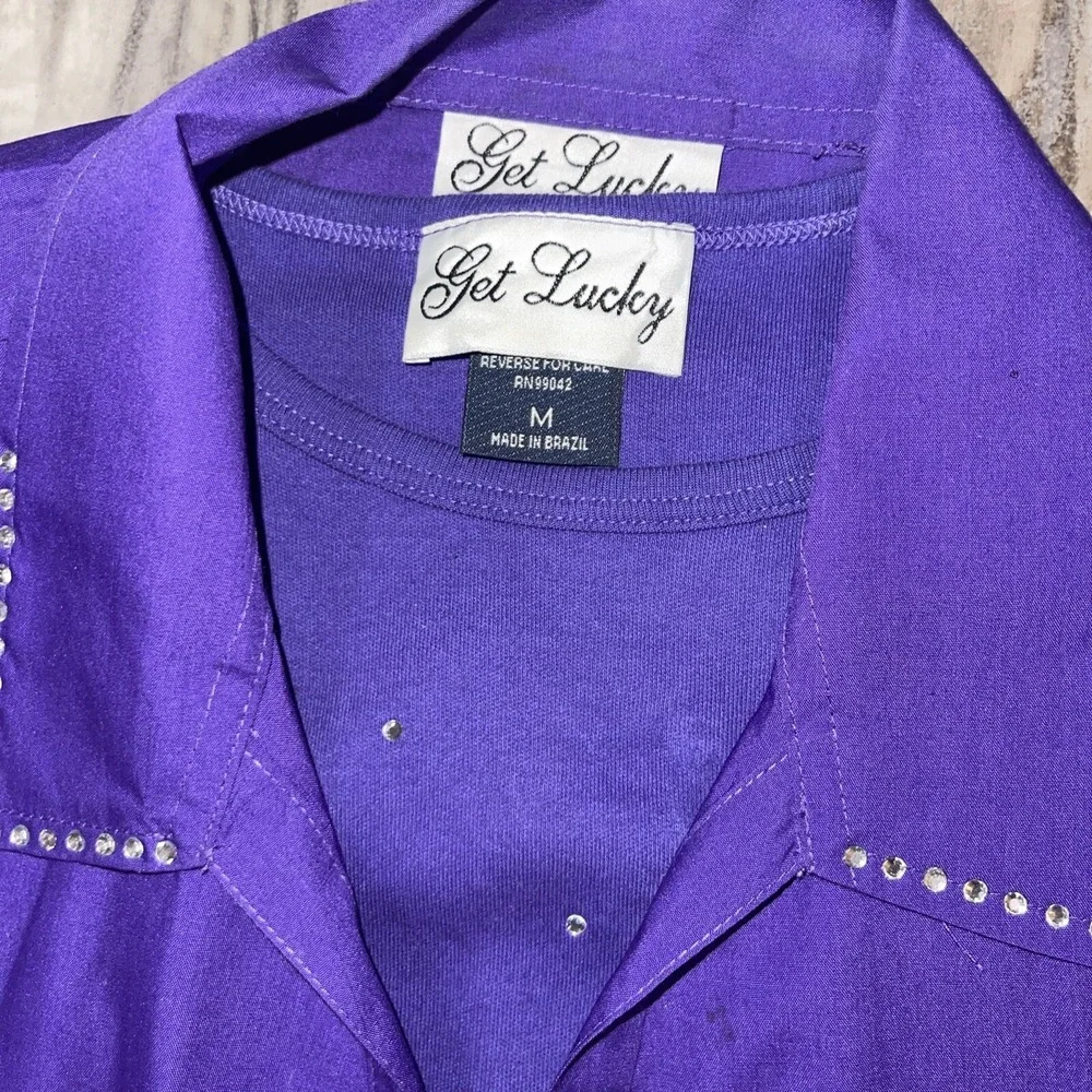 Women's Purple Two-Piece Pantsuit with Stud Accents